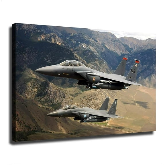 F15 Military Aircraft Poster Wall Art Painting Canvas Wall Decor Modern Family Home Aesthetic Decor Bedroom Living Room Background Wall Decor (12×18inch-Framed)
