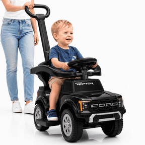 COCLUB 3 In 1 Push Car for Toddlers, Licensed Ford F-150 Push Car with Removable Parents Handle, Guardrails, Horn, LED Light, Toddlers Ride On Toys for Ages 18-36 Months, Black