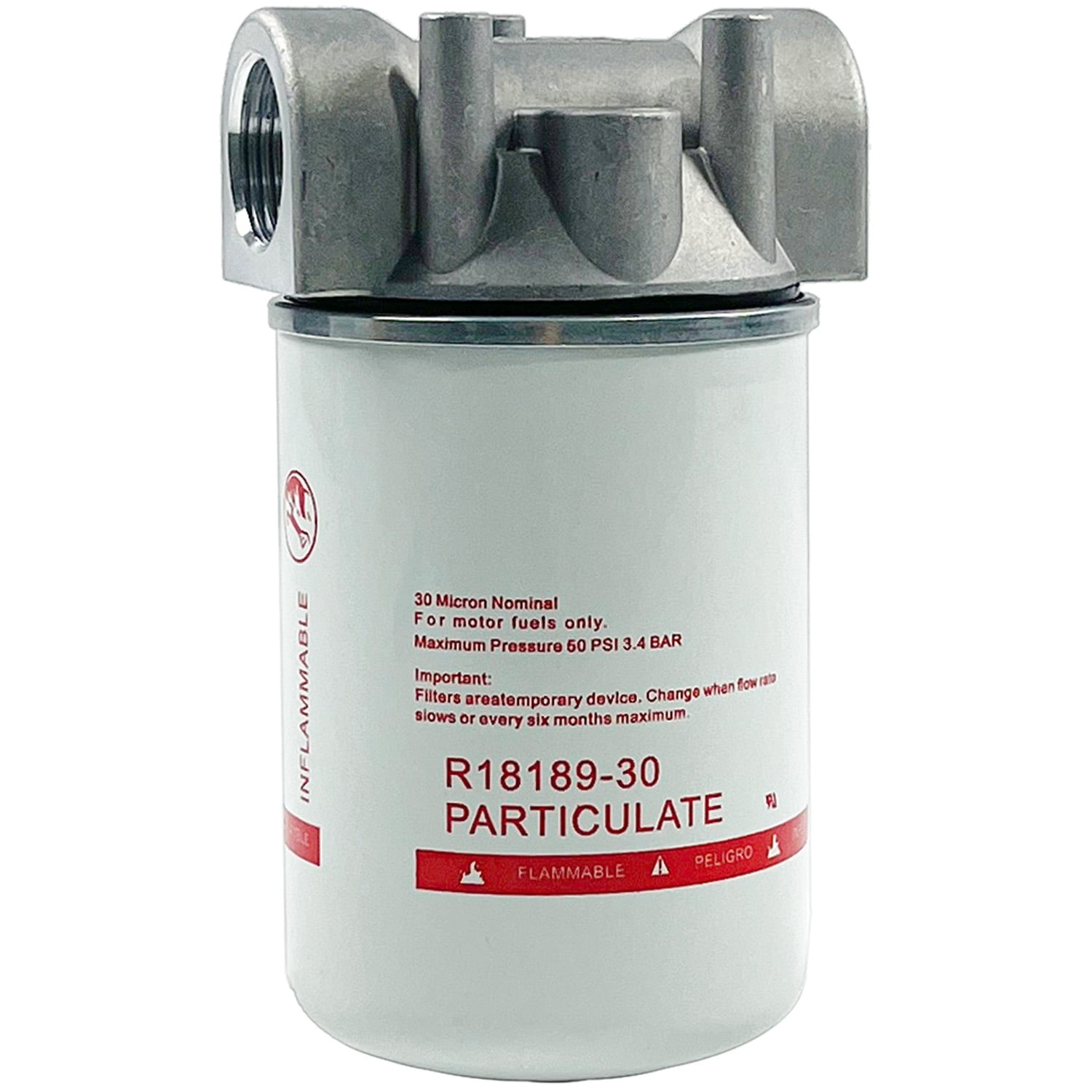 1 Inch NPT Fuel Tank Filter Kit, High Flow Fuel Filter 25 GPM 30 Micron Spin-on Cartridge Style Particulate Filter Compatible With Diesel Transfer Pump