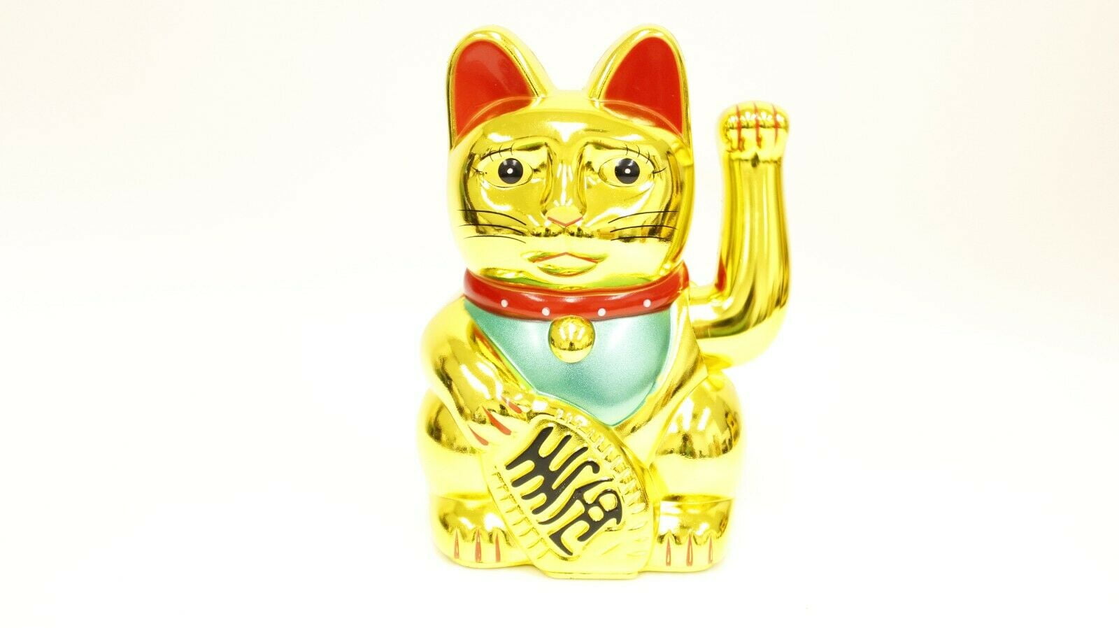 F15538 Gold Happy Beckoning Fortune Happy Cat Maneki Neko Battery Powered Toy Cute