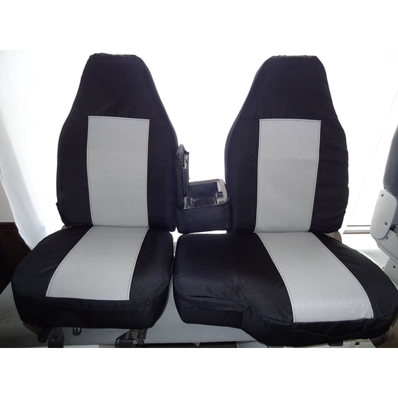 F159 1991-1997 Ford Ranger and Explorer High Back 60/40 Split Bench with Opening Console in Black and Gray Twill