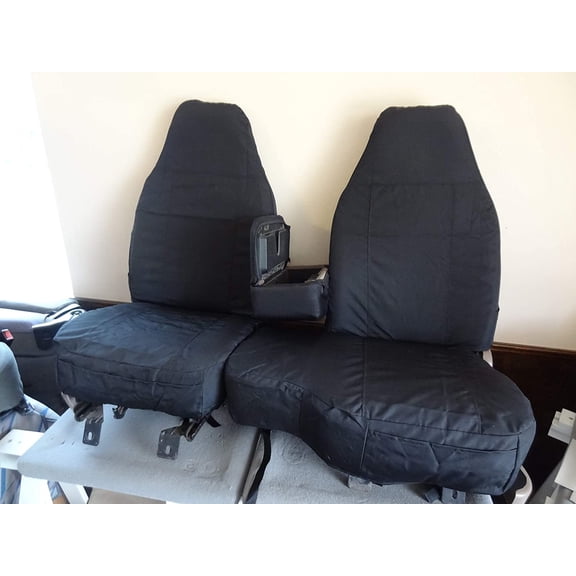 F159 1991-1997 Ranger and Explorer High Back 60/40 Split Bench with Opening Console in Black Endura
