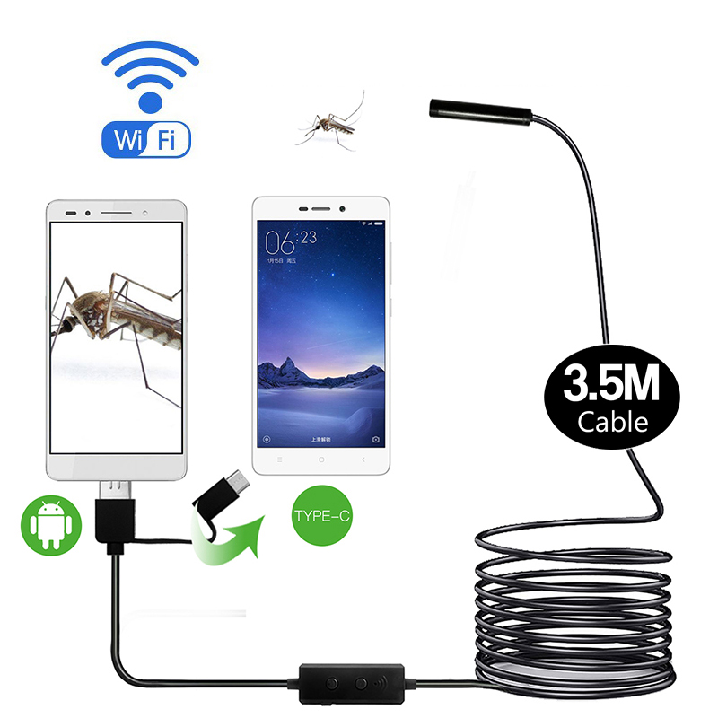 F160 3.5m Soft Cable Wireless 3 In 1 Endoscope Inspection Camera Usb Borescope Type-c Endoscope Camera ,Various Applicable
