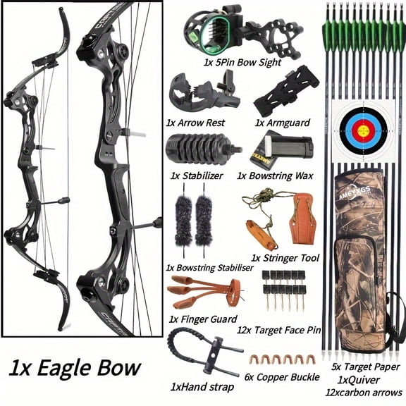 F164 Eagle Bow Aluminum Alloy Recurve Bow Set Includes multiple accessories and arrows For outdoor archery