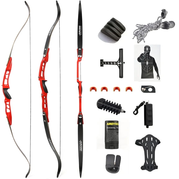F167 Red ILF Takedown Recurve Bow Kit  RH, 40 lb Draw, CNC Riser