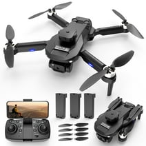F196 Drone with 6K HD Camera for Adults and Kids, FPV Drone with Brushless Motors, Optical Flow Sensor and Obstacle Avoidance, 3 Batteries, Black