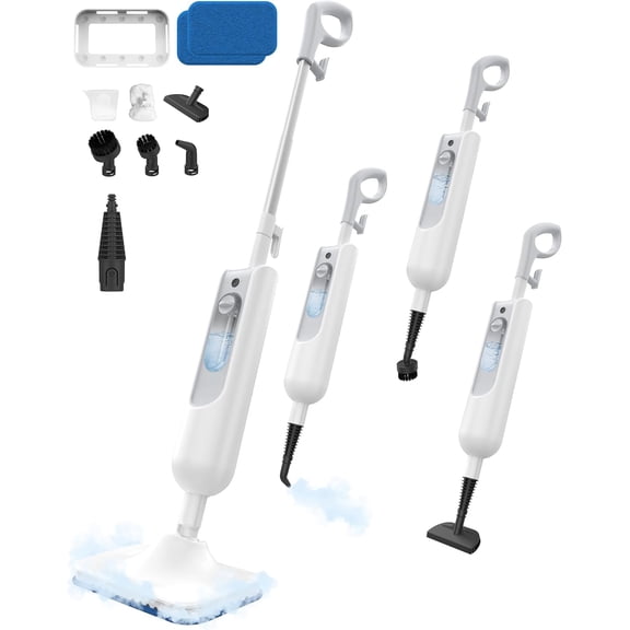 F2 Steam Mop,12-in-1 Handheld Cleaner,Powerful Detachable Mop for Floor Cleaning,360ML Tank,15FT Power Cable,Scrubbing Cleaner Home,Hardwood,Tile,Grout,Furniture-White