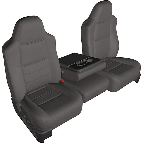 F213 1993-1998 Ford F150-F550 Regular, Xcab and Crew Cab Front 40/20/40 Split Seat Exact Seat Covers in Dark Gray Leatherette
