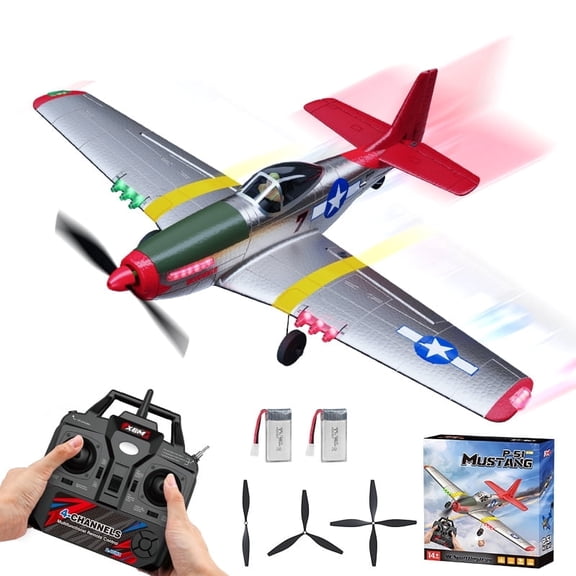 P-51 Mustang RC Airplane, 4-Channel Remote Control Plane with 2.4GHz Controller EPP Foam Aircraft,Easy Flight Control Toy Plane for Kids Adults