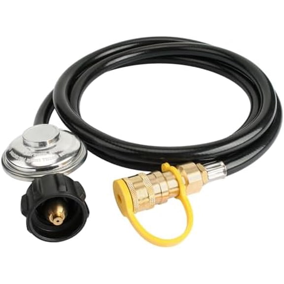 F271803 Propane Hose with Regulator for Big Buddy Indoor Outdoor Heater Generator Gas Grill Or Fire Pit, QCC1 Propane Tank Connection x 3/8 inch Female Quick Connect 6 Feet$$Garden & Patio