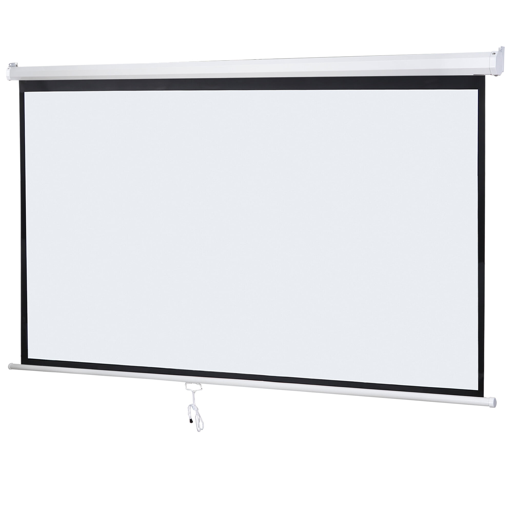F2C 100inch 169 HD Manual Projection Screen Retractable Projector Wall & Ceiling Mounting Home