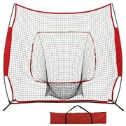 F2C 7x7ft Baseball Softball Practice Net Portable Training Net Steel Bow Frame W/Carry Case for Pitching Batting Hitting