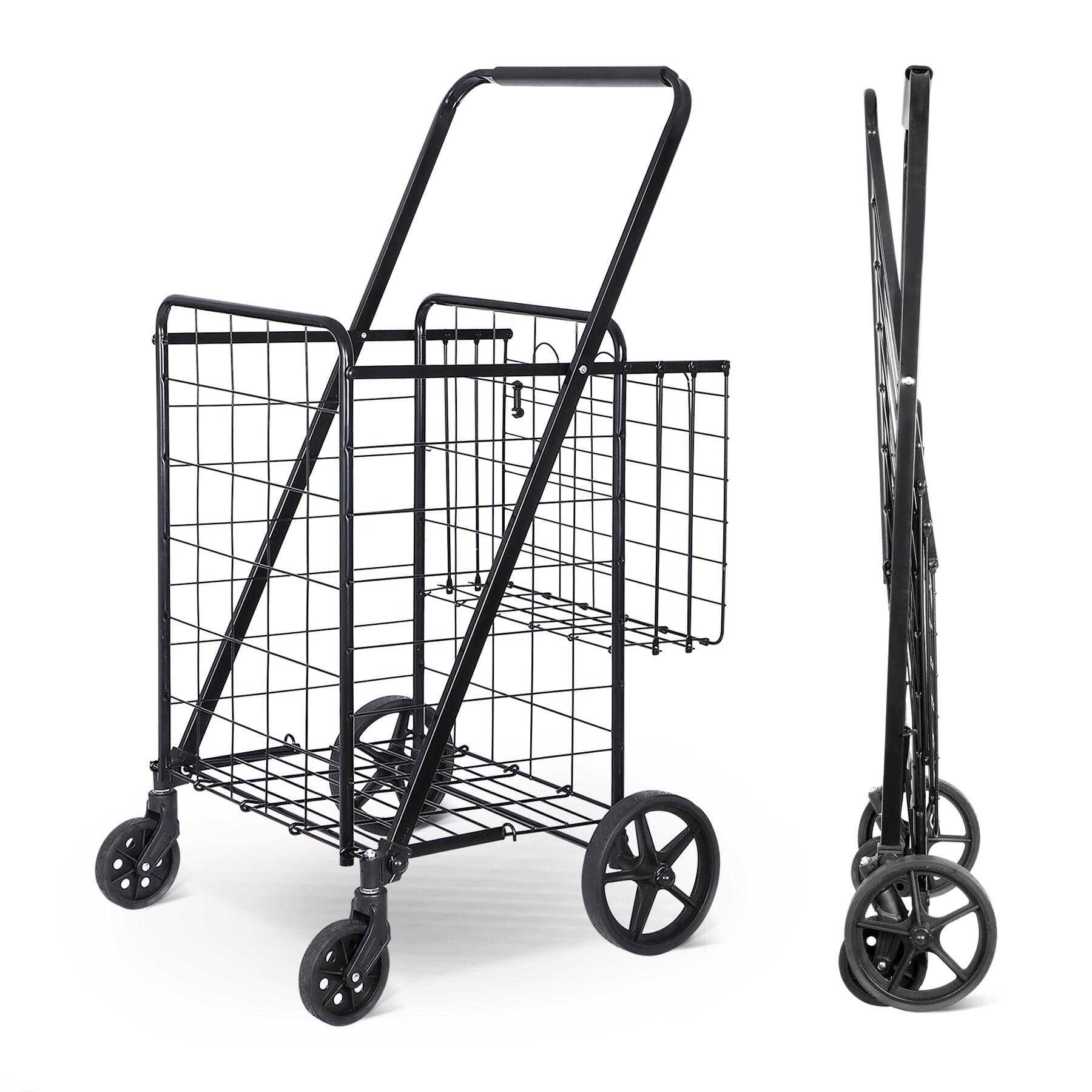 F2C Compact Foldable Shopping Utility Cart with Wheels, 97LB Capacity ...