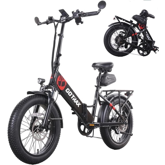 GOTRAX F2V2 Folding 20" Electric Bike for Adults, 7-Speed, 20 mph&50 Mile, 300 lb Max Load, Black