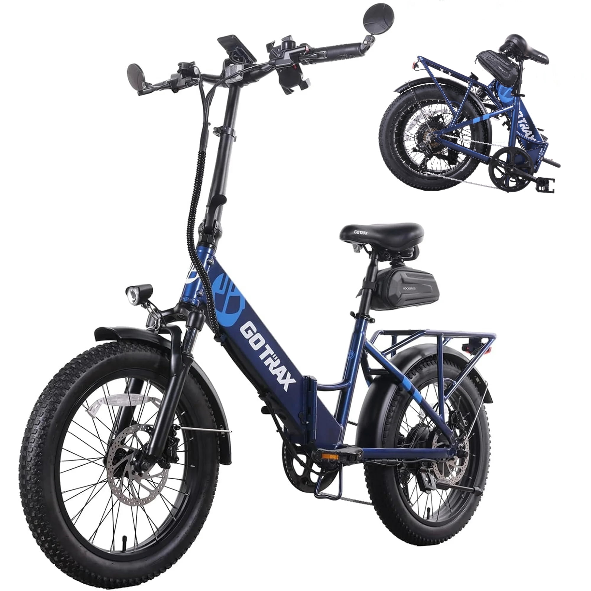 GOTRAX F2V2 Folding 20" Electric Bike for Adults, 7-Speed, 20 mph&50 Mile, 300 lb Max Load, Blue