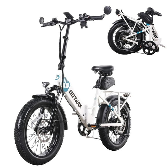 GOTRAX F2V2 Folding Electric Bike for Adults, 500W , Shimano 7-Speed, 20 mph, 50 Mile Range, 20"x3" Tires, 300 lb Max Load