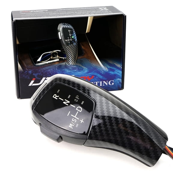 F30 Style Carbon Fiber Finish LED Illuminated Shift Knob Gear Selector Upgrade For BMW 1995-2003 E39 5 Series & 1999-2006 E53 X5