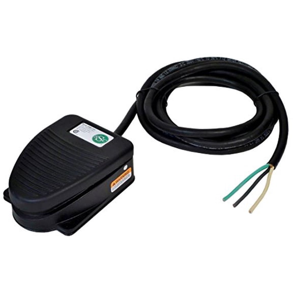 F300-1502 Foot Switch, Maintained Action (Push On/Push Off), Single Pedal, 8-ft Cable with Leads, Die-Cast, Electrical, Made in USA$$Electrical