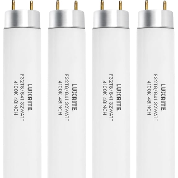 F32T8/841 T8 Fluorescent Tube Light Bulb (1" Diameter) 32W 48 Inch 4100K Cool White 2800 Lumens G13 Bi-Pin Base (T8 Only Not Compatible with T12 or LED Fixtures) - LR20732 4-Pack