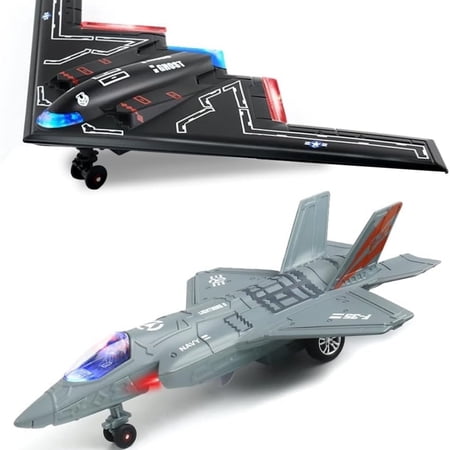Airplane Toy, 2 Pack Fighter Jet, Pull Back Jets, Diecast Airplanes Model With Light & Sound, Metal Airplane Gifts for Decor,F35B2