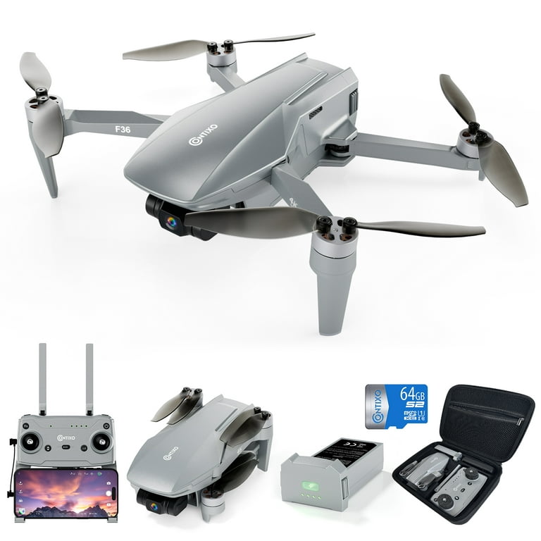 F36 Silver Horizon Foldable GPS Quadcopter Drone with 4K Camera, Brushless  Motor, 3-Axis Stabilizing Gimbal, Extended Flight Range Up to 2 Miles, and