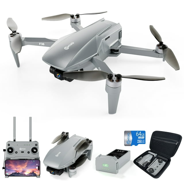 F36 Silver Horizon Foldable GPS Quadcopter Drone with 4K Camera, Brushless Motor, 3-Axis Stabilizing Gimbal, Extended Flight Range Up to 2 Miles, and 25-Minute Flight Time