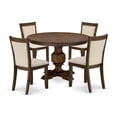 thumbnail image 1 of East West Furniture 5-Piece Dining Table Set - A Gorgeous Dinning Table and 4 Gorgeous Light Beige Linen Fabric Kitchen Chairs with Stylish High Back (Sand Blasting Antique Walnut Finish), 1 of 2