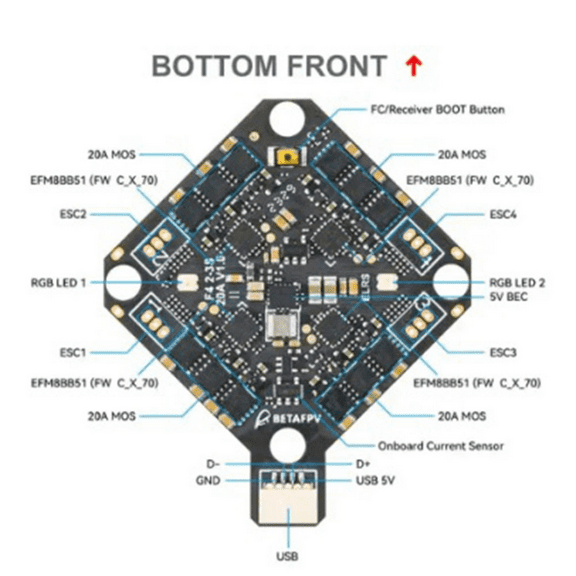 F4 2-3S 20A AIO Flight Controller V1 for Pavo Pico Brushless BWhoop Quadcopter HX115 SE Toothpick Drones Quadcopter