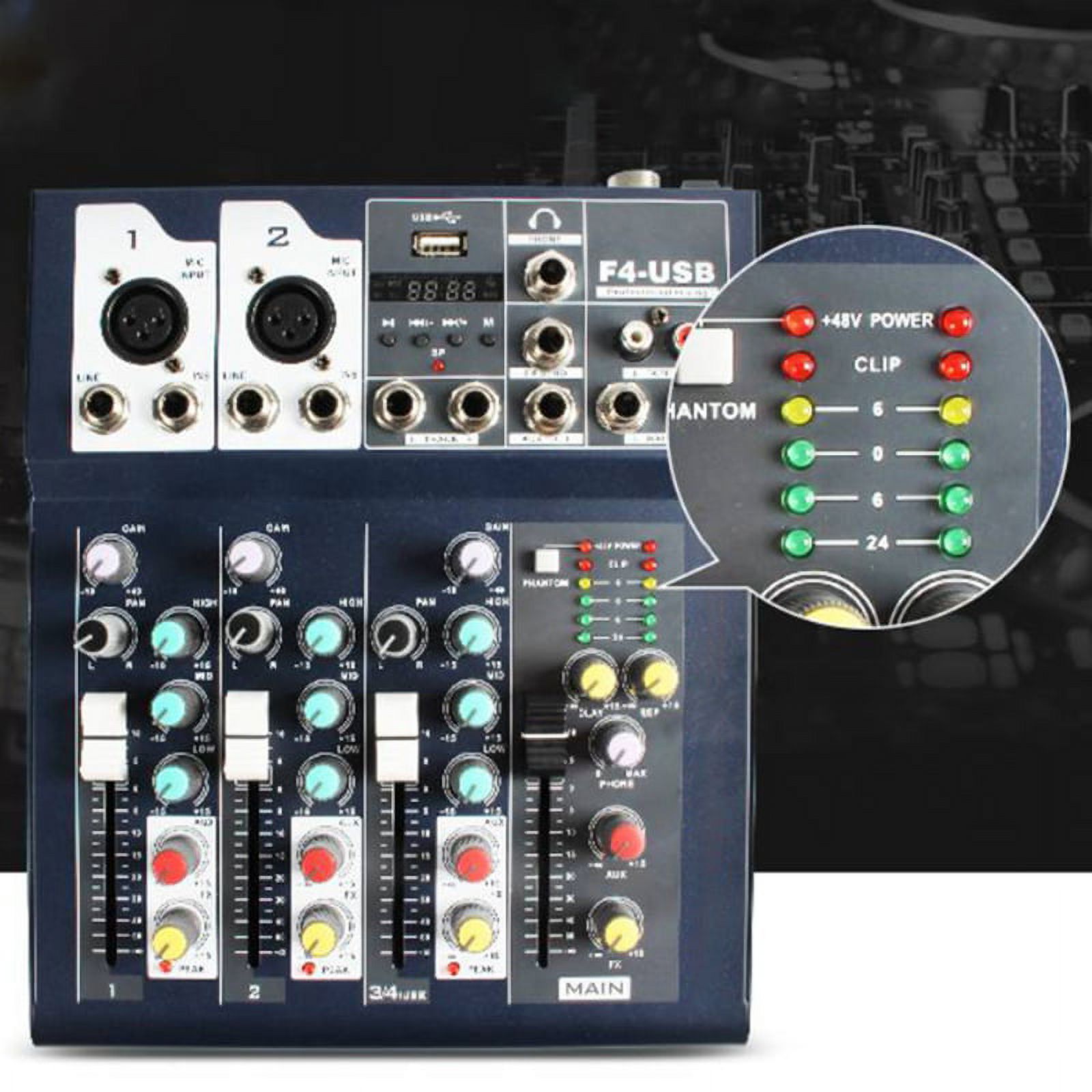 F4 Bluetooth Pure Platform 4Way Mixer USB Home Reverb Mixer Recording