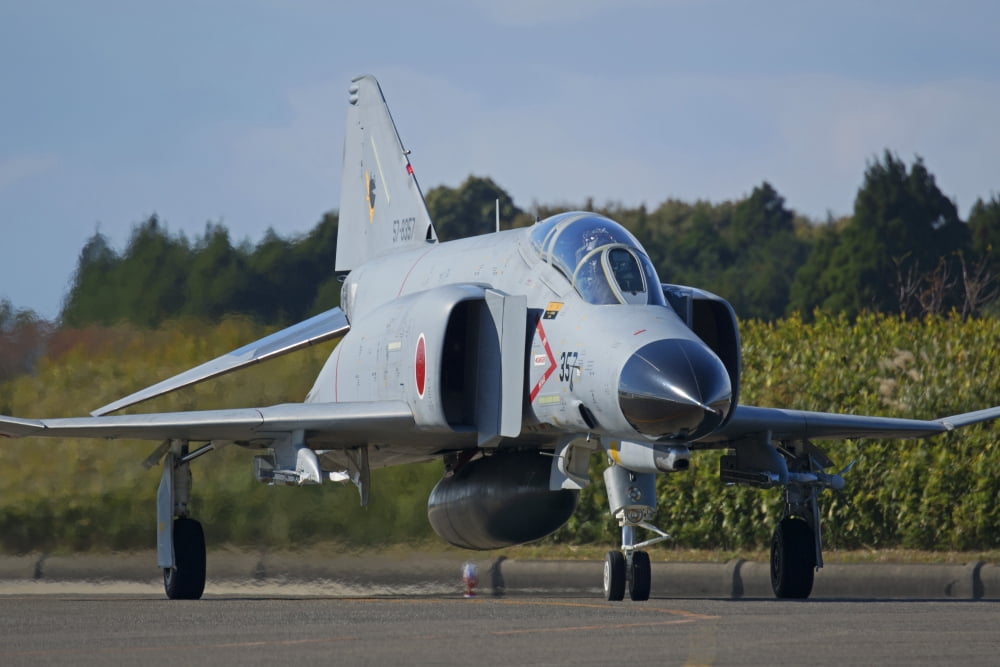 F4-E Phantom of the Japan Air Self-Defense Force taxiing on the runway Canvas Art - Phil WallickStocktrek Images (17 x 12)