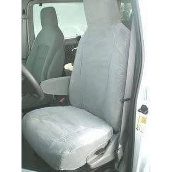 F466 2009-2018 Ford E150-E350 Van Front High Back Bucket Seats with Molded Headrests and 1 Armrest Per Seat in Gray Endura