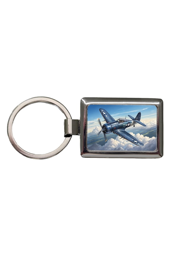 F4U Corsair WWII US Navy Marines Fighter Plane Metal Rectangle Keychain
