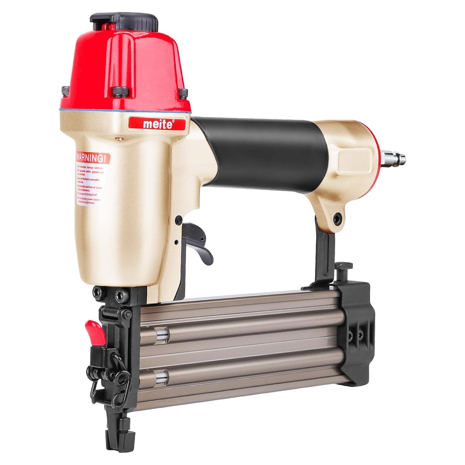 MEITE F50C Pneumatic Brad Nailer with Safety Nose, Air 18 Gauge Brad Nailer Small Finish Nail Gun for Trim Work, Fires 18 Gauge Brad Nails 5/8 Inch to 2 Inch