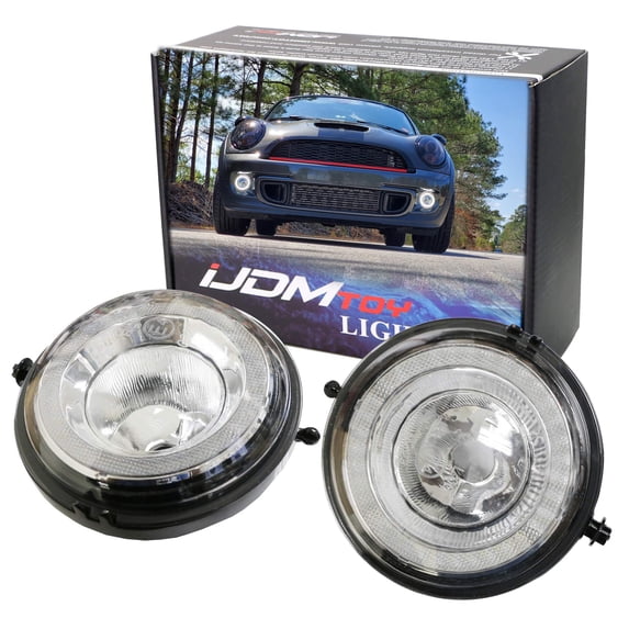 F56 Style Xenon White LED Halo Ring Style Daytime Running Light Feature Fog Lamps Assy For MINI Cooper R55 R56 R57 R59 R60 R61 etc