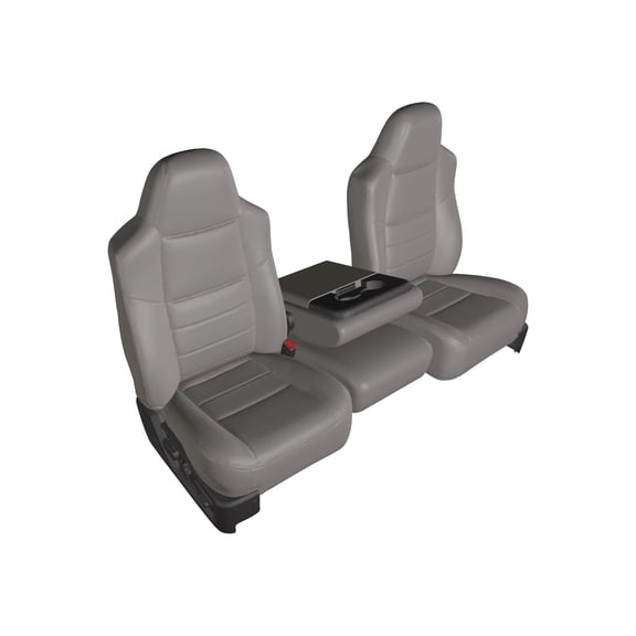 F58 2002-2010 Ford F250-F550 Super Duty Front 40/20/40 Split Bench Seat with Molded Headrests and Opening Center Console Two Tone in Black and Gray Twill