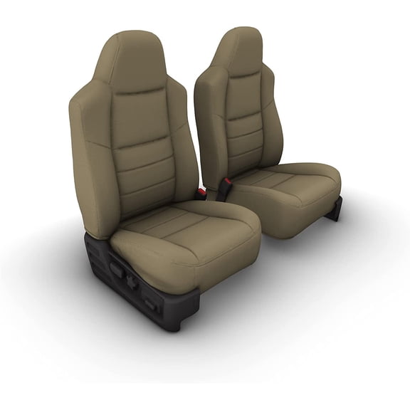 F58 2002-2010 Ford F250-F550 Super Duty Front 40/20/40 Split Bench Seat with Molded Headrests and Opening Center Console in Beige Leatherette