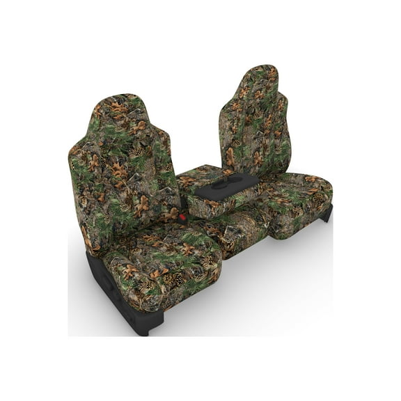F58 2002-2010 Ford F250-F550 Super Duty Front 40/20/40 Split Bench Seat with Molded Headrests and Opening Center Console in Camo Endura