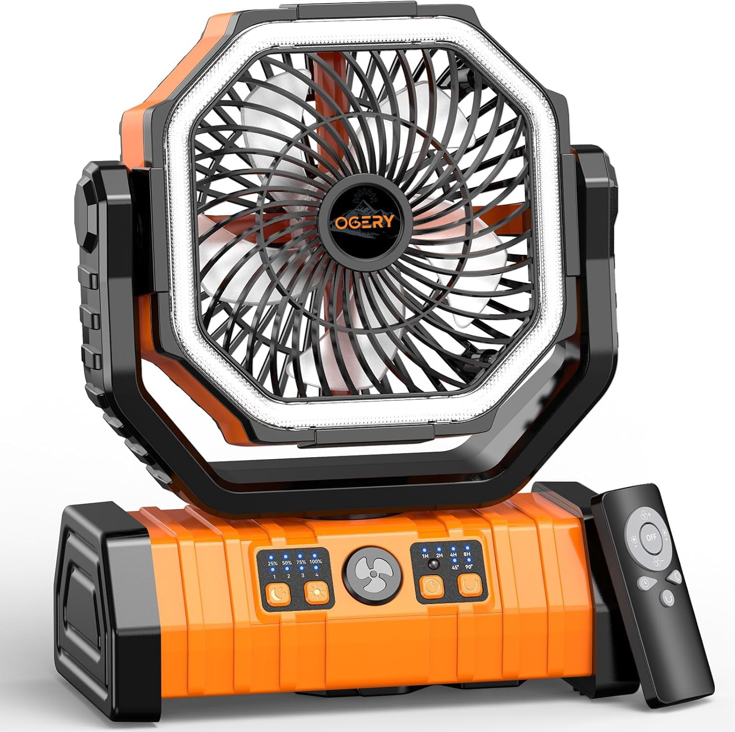 F6 Camping Fan, Portable Battery Powered Fan with 20000mAh Rechargeable Battery, LED Lantern, Remote & Oscillating - 4 Speed for Tent, Travel, Bedroom, Car, Outdoor Camping Essentials