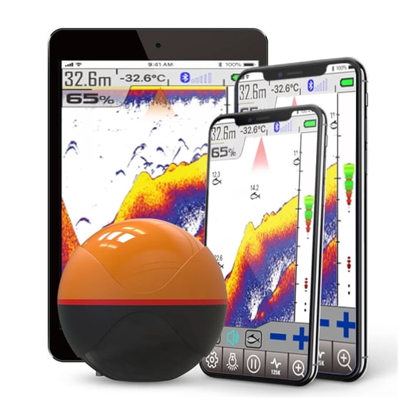F68 Wireless Fish Finder Depth Echo Sounder Dual Frequency Sonar Alarm Transducer Fishfinder ,Clear Depth Display