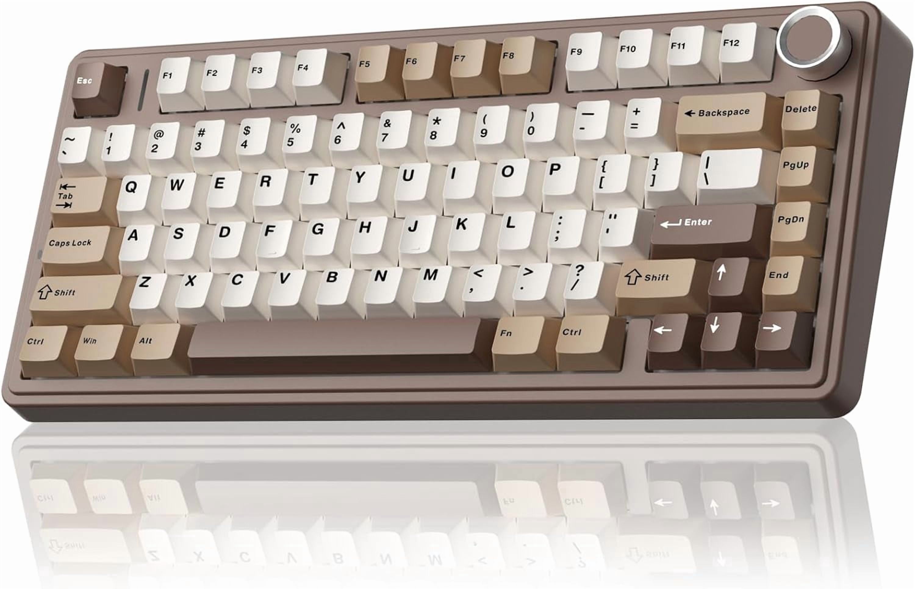 F75 75% Mechanical Keyboard, Hot Swappable Creamy Keyboard, Pre-lubed Linear Switches, 2.4GHz/Type-C/BT5.0, Backlit Gaming Keyboards(White&Brown)