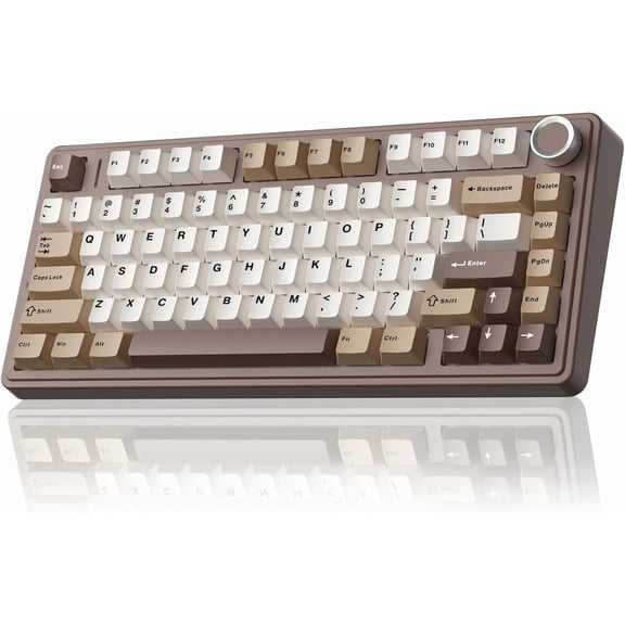 F75 75% Mechanical Keyboard, Hot Swappable Creamy Keyboard, Pre-lubed Linear Switches, 2.4GHz/Type-C/BT5.0, Backlit Gaming Keyboards(White&Brown)