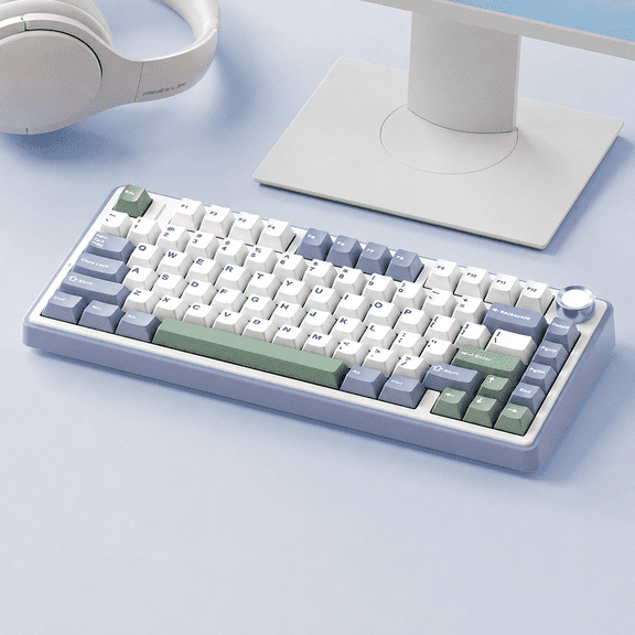 F75 Wireless Mechanical Keyboard, 75% Hot Swappable Custom Keyboard with Knob, 2.4GHz/USB-C/BT5.0 Mechanical Gaming Keyboards-Cedar Green