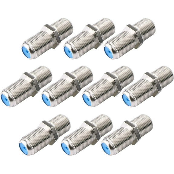 ZGDong F81 Coaxial Cable Connector 3GHz F-Type RG6 Cable Extension Adapter (Pack of 10, Silver)