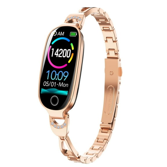 F81 Smart Watch for Women , 1.1 Inch HD Screen, IP67 Waterproof, 51 Sports Modes, 24H Activity Tracker with Sleep/Period Monitoring, Fashion Diamond-Encrusted Design (Rose Gold))