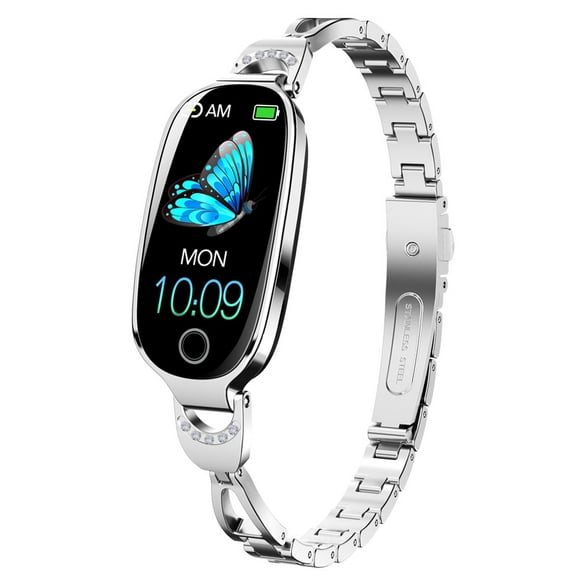 F81 Smart Watch for Women , 1.1 Inch HD Screen, IP67 Waterproof, 51 Sports Modes, 24H Activity Tracker with Sleep/Period Monitoring, Fashion Diamond-Encrusted Design (Silver)