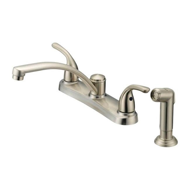 OakBrook Brushed Nickel Two Handle Kitchen Faucet with Side Sprayer