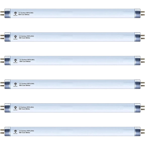 F8T5CW Fluorescent Bulbs 12 Inch - F8T5 8W Cool White 4100K 12" Under Cabinet Light Linear T5 380 Lumens The Counter Small Bulb Pack of 6