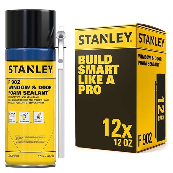 F902 Window & Door Foam Sealant (12x12 Oz.)– Low Expansion Polyurethane Insulating Spray Foam| Gaps and Cracks Filler for Window & Door Frames, Waterproof Sealant with Straw| 12 Oz.12 Pack