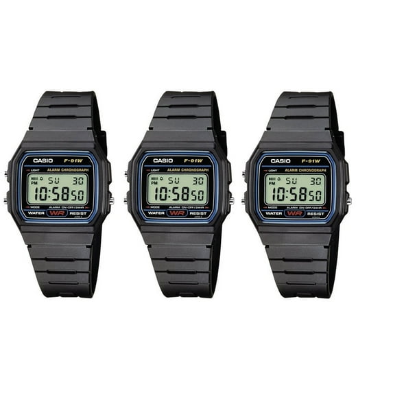 F91W-1 Men's Special Package Deal (3 Classic Chronograph Alarm Watches)