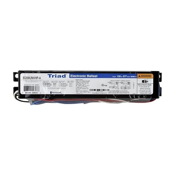 F96T8 Electronic Fluorescent Ballast - High Frequency Instant Start - 120-277V - Triad 2 Lamp Ballast - 96W - Commercial Lighting